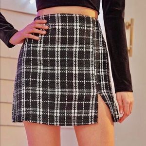 Split Hem Plaid Skirt